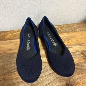 Rothy's The Flat in Maritime Navy with a round toe and V-cut opening 8.5
